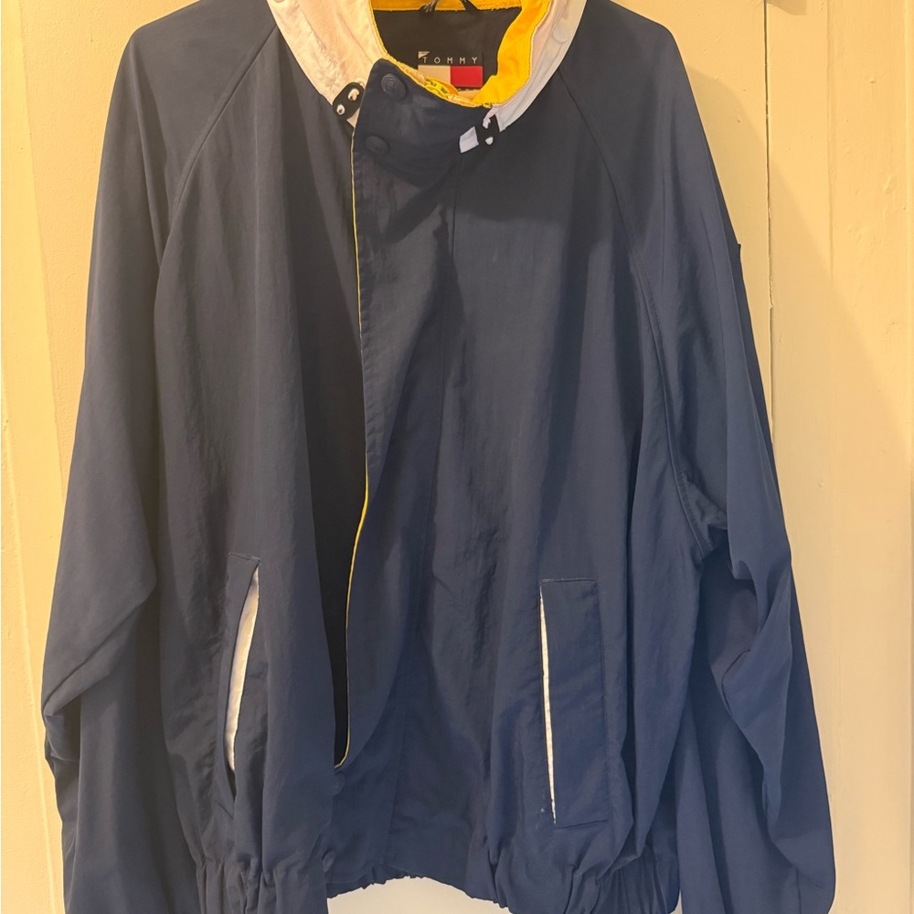 Tommy Hilfiger Navy and White Windbreaker vintage 90s LARGE